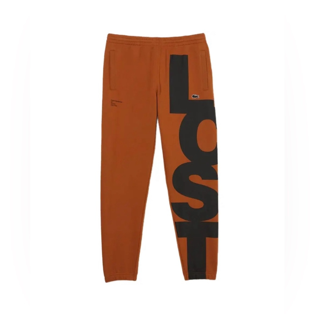 Lacoste Men's Lacoste Brown/Black Contrast Lettering Cotton Sweatpants
